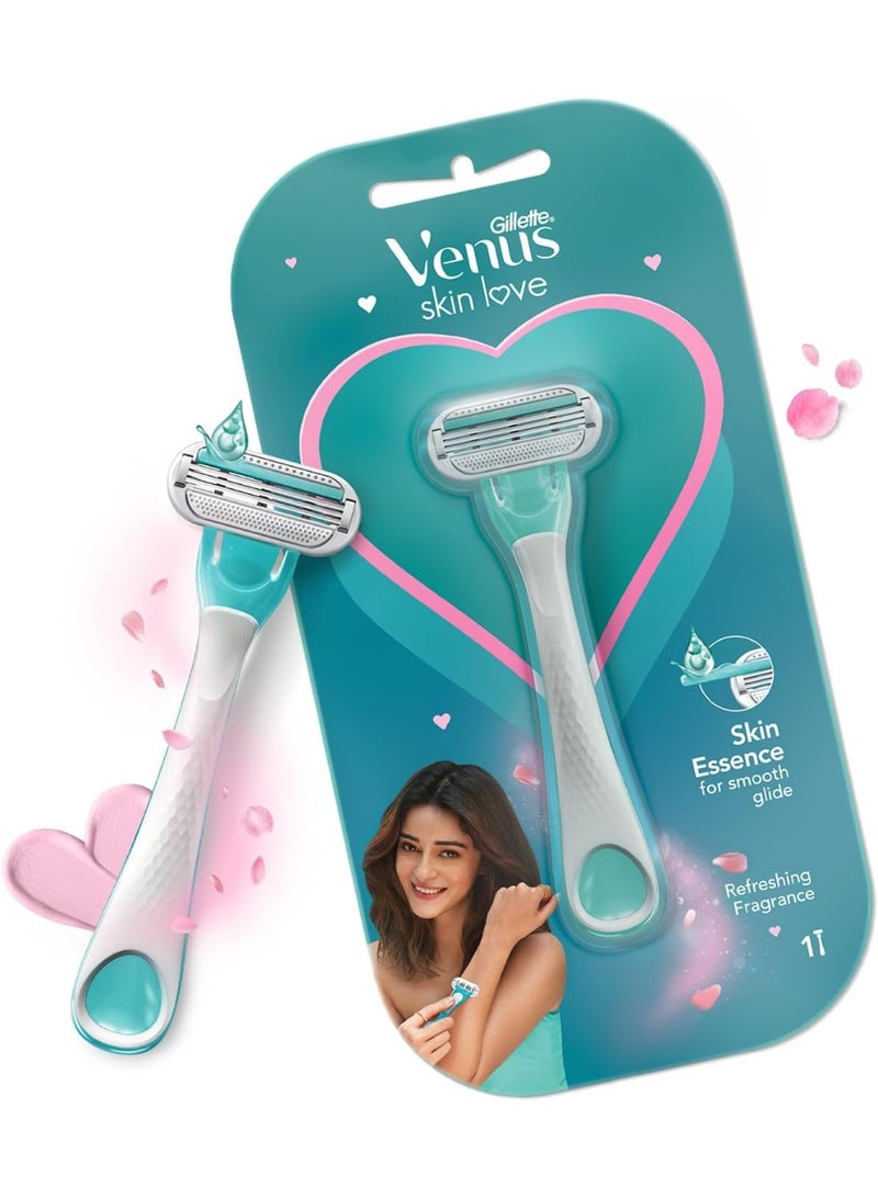 جيليت فينوس سكين لوف مع خلاصة البشرة | ماكينة حلاقة نسائية لإزالة الشعر - عبوة مكونة من قطعة واحدة، باللون الأخضر - Image 1